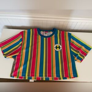 NWOT 90’s Cross Colours Multi Stripe Cropped Shirt